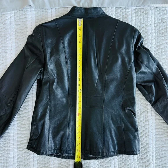 Renuar Black Leather Jacket, Size 10 - Picture 9 of 9